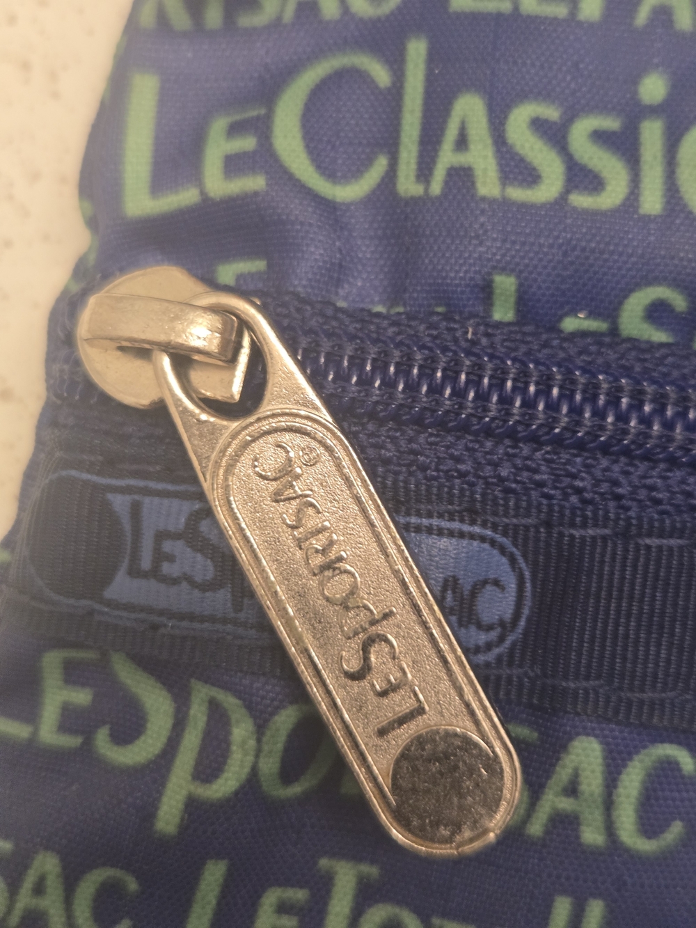 LeSportsac Y2K "Words" Print Cosmetic Case Blue Spellout Nylon Zipper Pouch